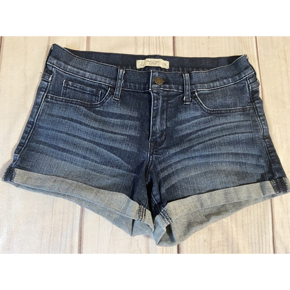 Abercrombie & Fitch Pants - Abercrombie & Fitch Women's Size 6 W28 Short Shorts Cut Off Blue Denim Roll Cuff